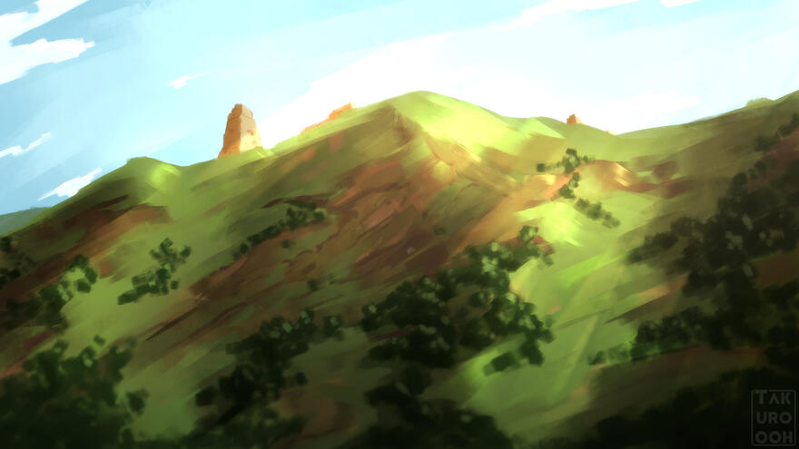 Original Illustration - Ruins Upon a Hill